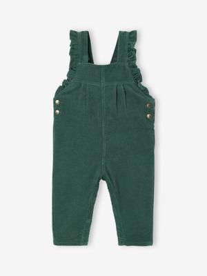 Babysalopette van fluweel met volants groen Babysalopette van fluweel met volants groen