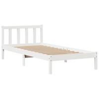 Bed met boekenkast zonder matras grenenhout wit 90x200 cm - thumbnail