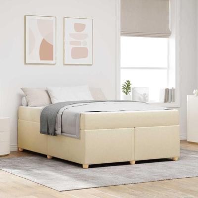 Bedframe met matras Crème 140 x 200 cm Stof