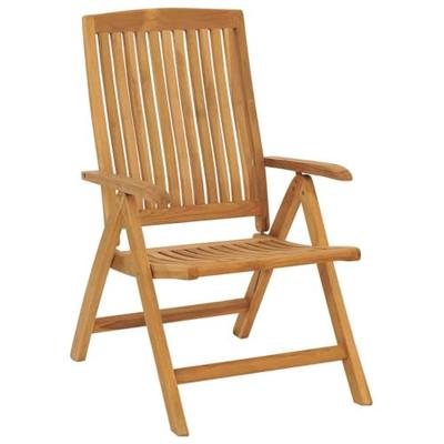 Tuinstoelen 2 st verstelbaar met kussens massief teakhout