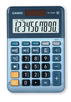 Casio MS-100EM Calculator Blauw Casio MS-100EM Calculator Blauw