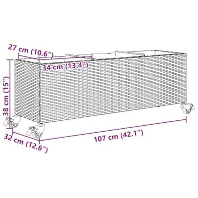 VidaXL Plantenbakken met wielen 2 st 107x32x38 cm poly rattan zwart