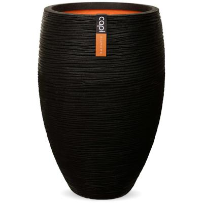 Capi nature elegant deluxe rib nl kunststof vaas 40x60 cm zwart