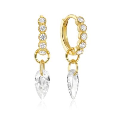 Exclusieve Elenza Goudkleurige Oorbellen met Witte Zirkonia - Klassieke Dames Sieraden