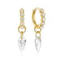 Exclusieve Elenza Goudkleurige Oorbellen met Witte Zirkonia - Klassieke Dames Sieraden - thumbnail