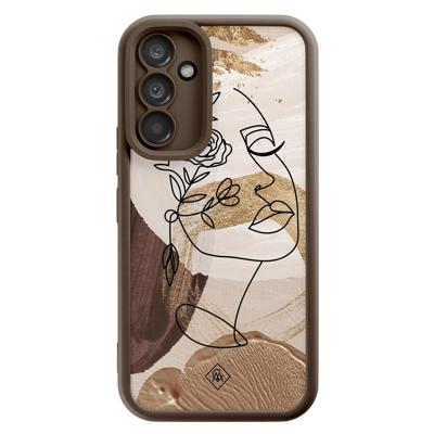 Samsung Galaxy A34 bruine case - Abstract gezicht bruin
