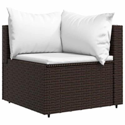 Tuinhoekbanken met kussens 2 st poly rattan bruin - thumbnail