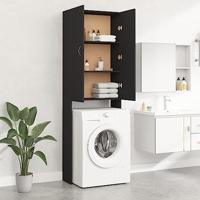 VidaXL Wasmachinekast 64x25,5x190 cm zwart - thumbnail