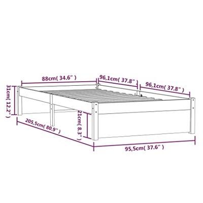 Bedframe massief hout honingbruin 90x200 cm