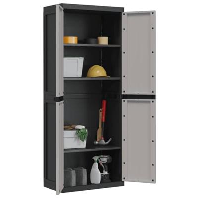 Tuinkast 65x37x165 cm polypropeen grijs en zwart