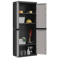 Tuinkast 65x37x165 cm polypropeen grijs en zwart - thumbnail