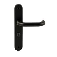 Hardbrass Deurkruk Stockholm op ovaal langschild WC63/8mm - zwart - thumbnail