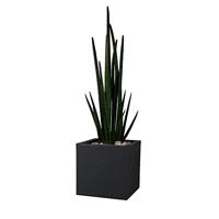 Vierkante bloempot - EDA - Volcania Up - 21 L - Binnen/buiten - Steenlook - 29,5 x 29,5 x H 29,5 cm - Antracietgrijs - thumbnail