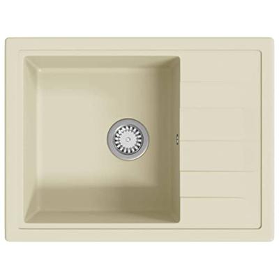 VidaXL Gootsteen met overloopgat ovaal graniet beige