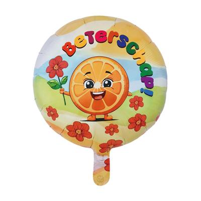 Beterschap Happy Sinaasappel Folieballon Rond (46cm)
