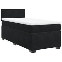 Boxspring met matras fluweel zwart 90x190 cm - thumbnail