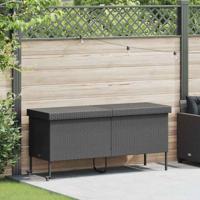 Tuinbox met wielen 160x55x75 cm poly rattan zwart - thumbnail