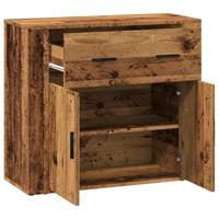 Dressoir 80x33x70 cm bewerkt hout oud houtkleurig - thumbnail