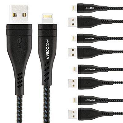 5x MOJOGEAR Apple Lightning naar USB kabel Extra Sterk [VOORDEELVERPAKKING]