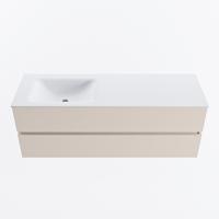 MONDIAZ VICA 140cm badmeubel onderkast Linen 2 lades. Wastafel CLOUD links zonder kraangat, kleur Talc. - thumbnail