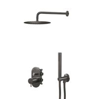 Regendoucheset Qisani Flow Inbouw 2-weg Ovalen inbouwkraan Geborsteld Gun Metal - thumbnail