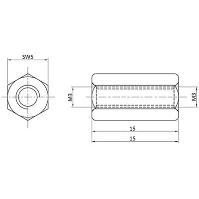 econ connect D3X15I5MH Afstandsbouten M3 M3 Messing (vernikkeld) 1 stuk(s)