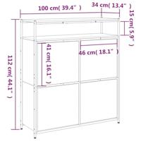 Schoenenkast met 4 klaplades 100x34x112 cm gerookt eikenkleurig - thumbnail