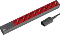 Bachmann 333.538 19 inch Stekkerdoos voor patchkast 1 HE Geaarde contactdoos Rood, Zwart, Aluminium - thumbnail