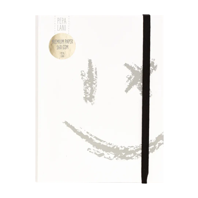 Pepa Lani Bullet Journal PRO Black & White Smiley Silver Pepa Lani Bullet Journal PRO Black & White Smiley Silver