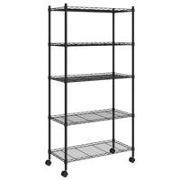 Opbergrek 5-laags met wielen 250 kg 75x35x155 cm zwart - thumbnail