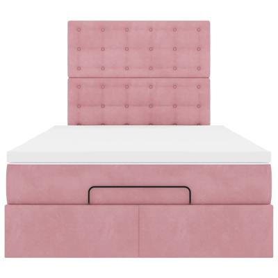 Ottoman bed met matrassen en LED's 120x200cm fluweel roze