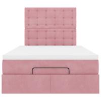 Ottoman bed met matrassen en LED's 120x200cm fluweel roze - thumbnail