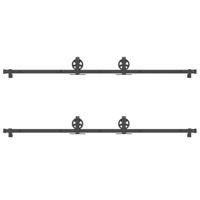 Doos met onderdelen voor schuifdeur 400 cm staal zwart - thumbnail