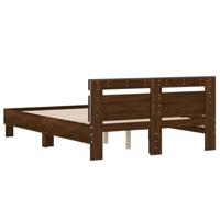 Bedframe met hoofdeinde en LED bruin eikenkleur 120x200 cm - thumbnail