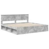 Bedframe met hoofdeinde Beton 200 x 200 cm Massief grenenhout - thumbnail