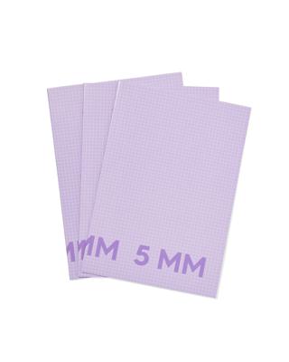 HEMA Schriften lila A4 geruit 5mm - 3 stuks