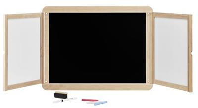 Drieluik muurschildering - JEUJURA - Krijtleisteen, 2 panelen, wit en krijtzijde