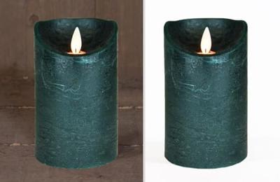 LED Kaars Wax Antiek Groen 15cm
