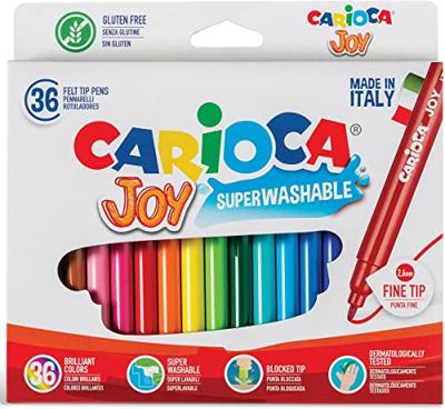 Carioca viltstift Superwashable Joy, 36 stiften in een kartonnen etui Carioca viltstift Superwashable Joy, 36 stiften in een kartonnen etui