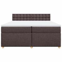 Boxspring met matras stof donkerbruin 200x200 cm - thumbnail