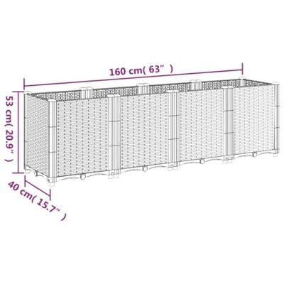 VidaXL Plantenbak 160x40x53 cm polypropeen lichtgrijs