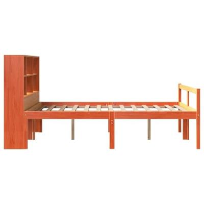 Bed met boekenkast zonder matras hout wasbruin 135x190 cm