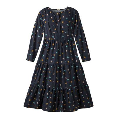 Maxi-jurk van bio-katoen met bloemenprint en strokenrok, nachtblauw 42