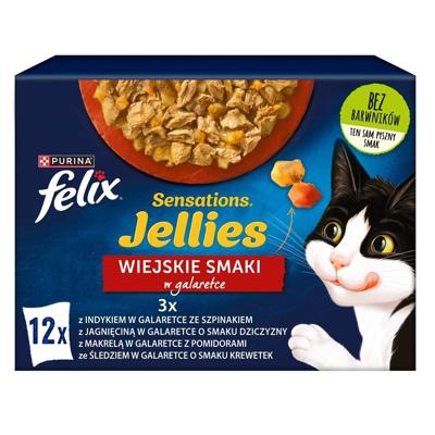 Purina Felix Sensations Mix Kalkoen, Makreel, Lam, Haring - nat kattenvoer - 12x85 g Purina Felix Sensations Mix Kalkoen, Makreel, Lam, Haring - nat kattenvoer - 12x85 g