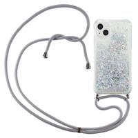 Lunso - Backcover hoes met koord - iPhone 14 Plus - Glitter Zilver - thumbnail