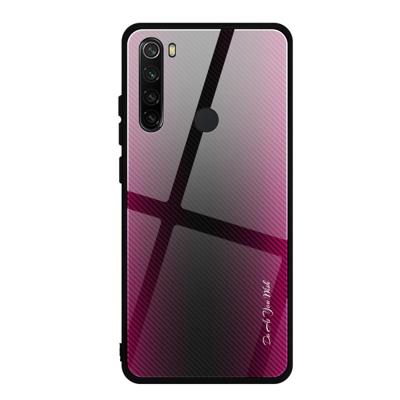 Voor Xiaomi Redmi Note 8 koolstofvezel textuur gradiënt kleur glas geval (magenta)