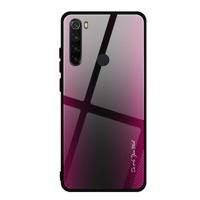 Voor Xiaomi Redmi Note 8 koolstofvezel textuur gradiënt kleur glas geval (magenta) - thumbnail