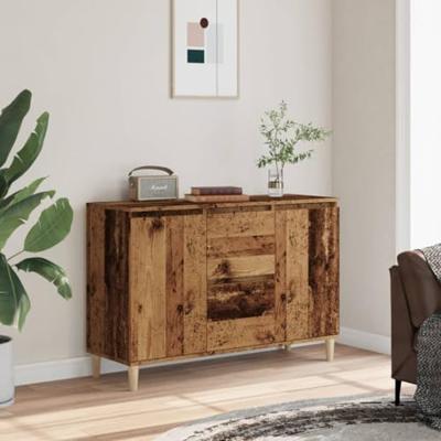 Dressoir 102x35x70 cm bewerkt hout oud houtkleurig