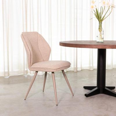 LABEL51 Eetkamerstoel Silvain - Naturel - Royal Boucle - Taupe Metalen Frame