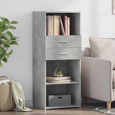 Hoge kast 50x42,5x124 cm bewerkt hout betongrijs